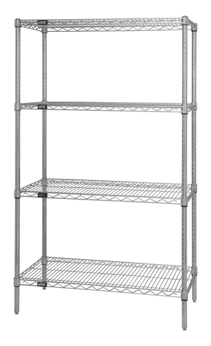 4-Tier Grey Epoxy Wire Shelving Wire 24x145x57